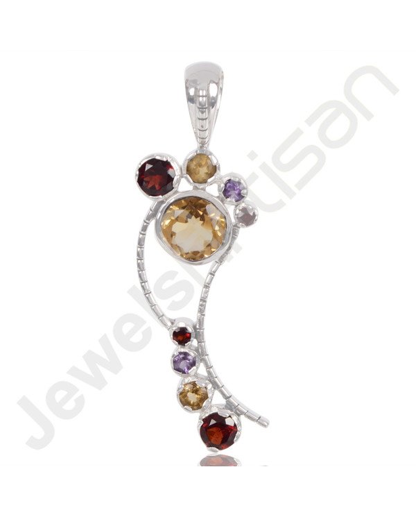 Citrine Pendant Garnet Pendant Amethyst Pendant 925 Sterling Silver 9x9mm Round Citrine Gemstone Handcrafted Pendant