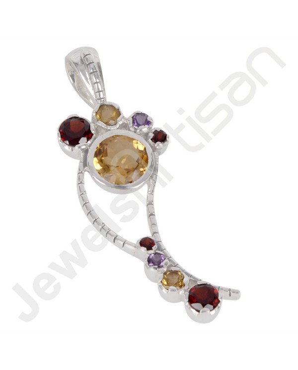 Citrine Pendant Garnet Pendant Amethyst Pendant 925 Sterling Silver 9x9mm Round Citrine Gemstone Handcrafted Pendant