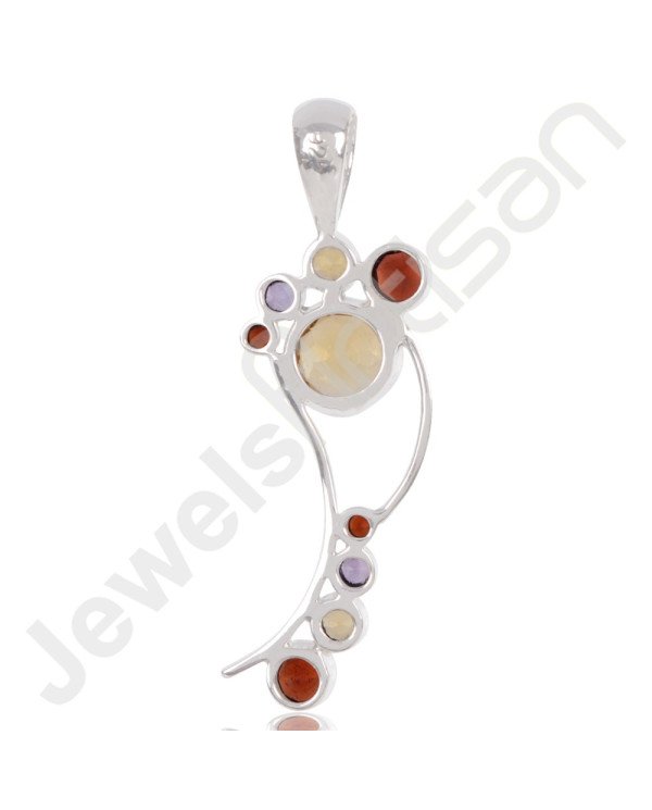 Citrine Pendant Garnet Pendant Amethyst Pendant 925 Sterling Silver 9x9mm Round Citrine Gemstone Handcrafted Pendant