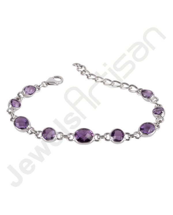 Purple Amethyst Bracelet 925 Sterling Silver Bracelet Handmade Bracelet