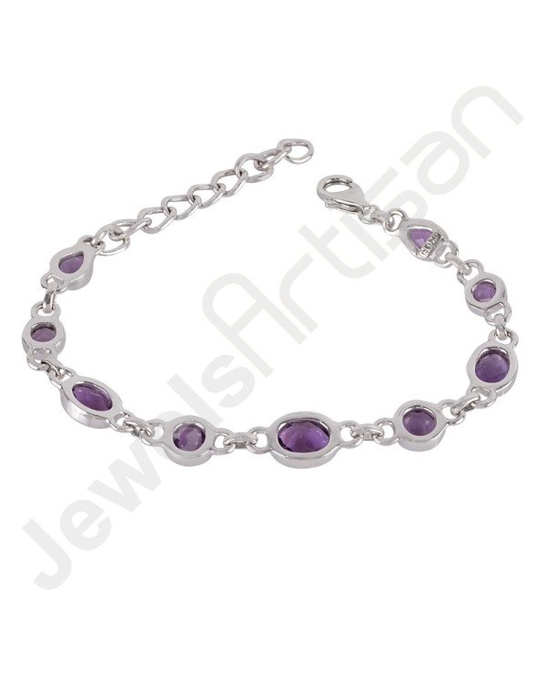 Purple Amethyst Bracelet 925 Sterling Silver Bracelet Handmade Bracelet