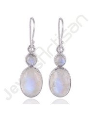 Rainbow Moonstone Earring 925 Sterling Silver Earring Ear-Wired Earring