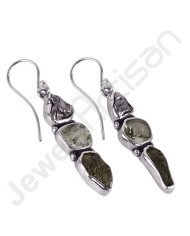 Moldavite Earring Meteorite Earring Green Amethyst Earring