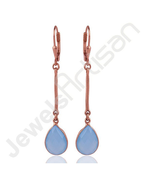 Blue Onyx Earring 925 Sterling Silver Earring Rose Gold Plated Earring