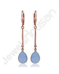Blue Onyx Earring 925 Sterling Silver Earring Rose Gold Plated Earring