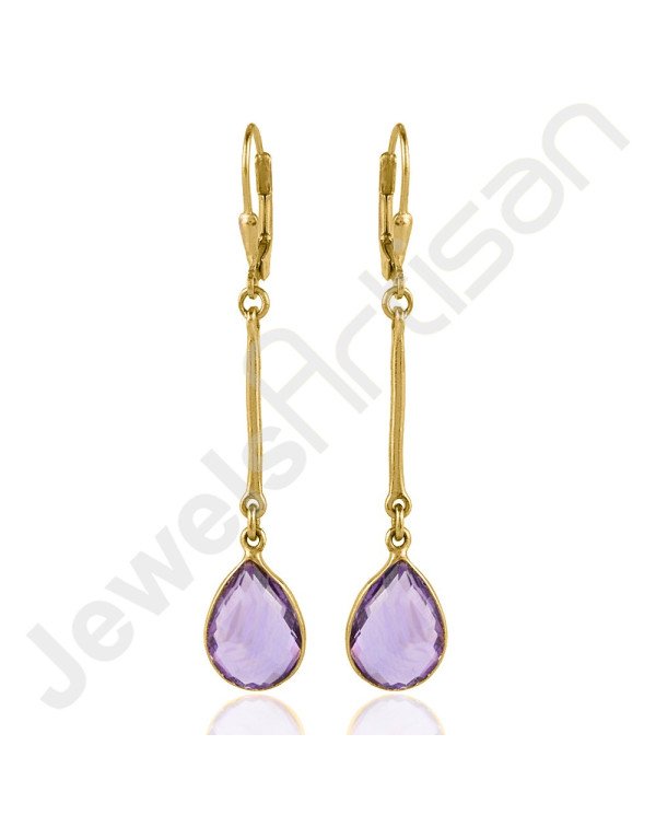 Purple Amethyst Earring 925 Sterling Silver Earring Gold Plated Earring