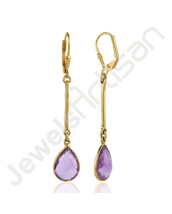 Purple Amethyst Earring 925 Sterling Silver Earring Gold Plated Earring