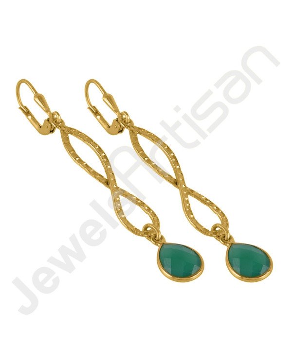Green Onyx Earrings 925 Sterling Silver Earrings Infinity Earrings