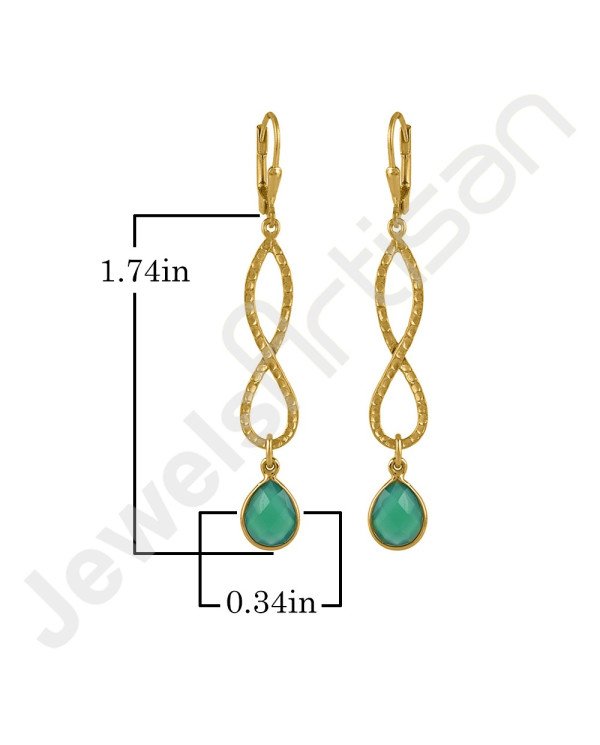 Green Onyx Earrings 925 Sterling Silver Earrings Infinity Earrings