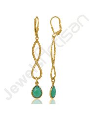 Green Onyx Earrings 925 Sterling Silver Earrings Infinity Earrings