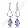 Purple Amethyst Earrings 925 Sterling Silver Earrings Ear-Wired Earrings