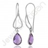 Purple Amethyst Earrings 925 Sterling Silver Earrings Ear-Wired Earrings