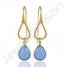 Gold Vermeil Earrings 925 Sterling Silver Earrings Blue Onyx Earrings