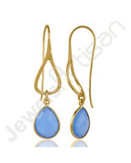 Gold Vermeil Earrings 925 Sterling Silver Earrings Blue Onyx Earrings