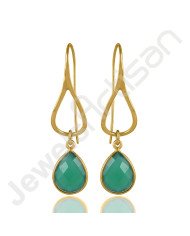 Green Onyx Earring Gold Vermeil Earring 925 Sterling Silver Earring