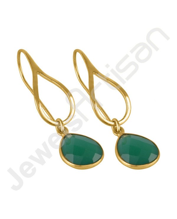 Green Onyx Earring Gold Vermeil Earring 925 Sterling Silver Earring