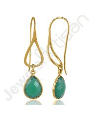 Green Onyx Earring Gold Vermeil Earring 925 Sterling Silver Earring