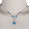 Blue Onyx Necklace Rose Quartz Necklace 925 Sterling Silver Necklace