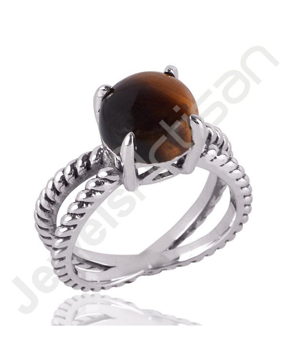 Stunning 925 Solid Sterling Silver Tiger Eye Gemstone Ring