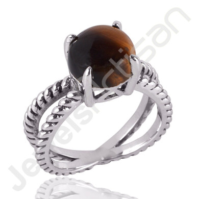 Stunning 925 Solid Sterling Silver Tiger Eye Gemstone Ring
