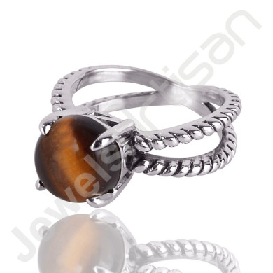 Stunning 925 Solid Sterling Silver Tiger Eye Gemstone Ring