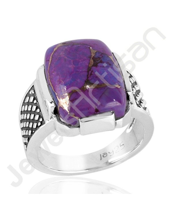 Handcrafted 925 Solid Sterling Silver Purple Copper Turquoise Ring