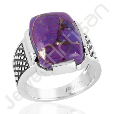 Handcrafted 925 Solid Sterling Silver Purple Copper Turquoise Ring