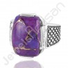 Handcrafted 925 Solid Sterling Silver Purple Copper Turquoise Ring