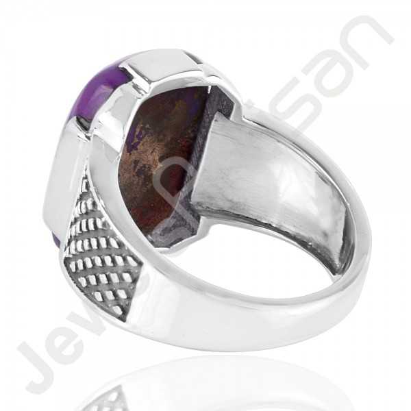 Handcrafted 925 Solid Sterling Silver Purple Copper Turquoise Ring