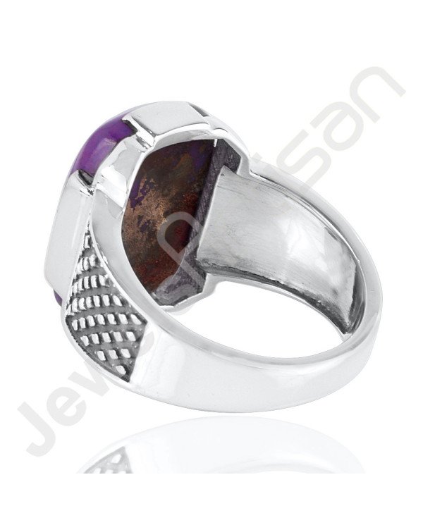 Handcrafted 925 Solid Sterling Silver Purple Copper Turquoise Ring