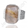 Sterling Silver Ring with Rutilated Quartz Gemstone Ring