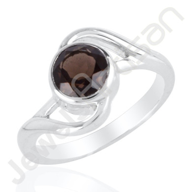 Smoky Quartz 925 Solid Sterling Silver Ring for Women