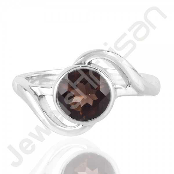 Smoky Quartz 925 Solid Sterling Silver Ring for Women