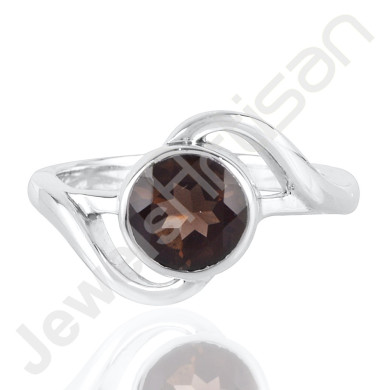 Smoky Quartz 925 Solid Sterling Silver Ring for Women