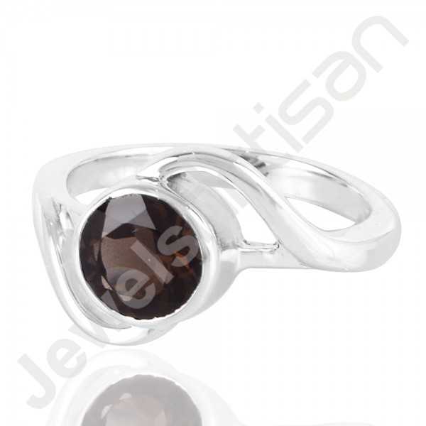 Smoky Quartz 925 Solid Sterling Silver Ring for Women