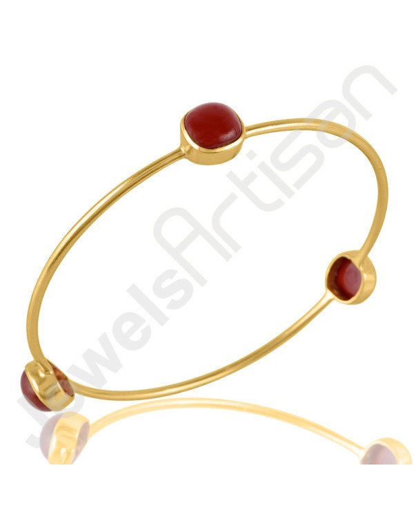 Natural Red Onyx Beautiful Gold Plated New fashion Bangle Jewellery.