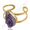 Raw Amethyst Druzy Bangle Brass Bangle 18 K Gold-Plated Bangle.