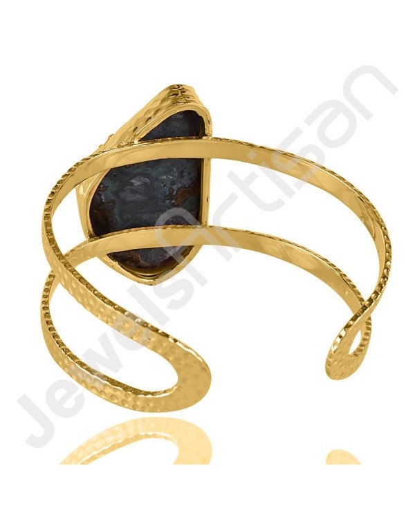 Raw Amethyst Druzy Bangle Brass Bangle 18 K Gold-Plated Bangle.