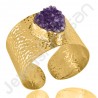 Natural Raw Amethyst Bangle Druzy Amethyst Bangle Gold-Plated Bangle