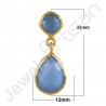 Blue Onyx Earring Hammered Textured Earring 1-Micron Gold-Plated Earring