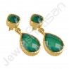 Green Onyx Earring Hammered Textured Earring 1-Micron Gold-Plated Earring