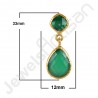 Green Onyx Earring Hammered Textured Earring 1-Micron Gold-Plated Earring