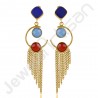 Blue Onyx Earring Lapis Lazuli Earring Gold Plated Designer Fashion Earring
