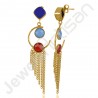Blue Onyx Earring Lapis Lazuli Earring Gold Plated Designer Fashion Earring