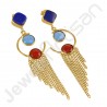 Blue Onyx Earring Lapis Lazuli Earring Gold Plated Designer Fashion Earring