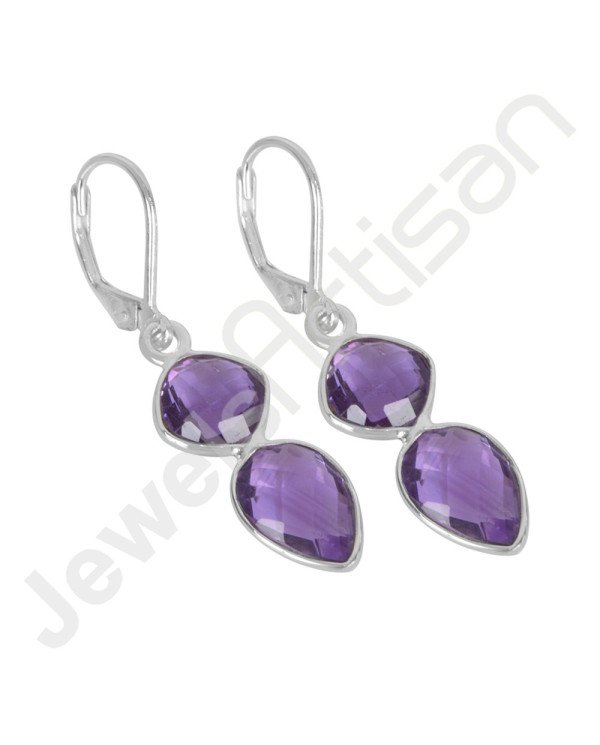 African Purple Amethyst Earrings 925 Sterling Silver Earrings Handmade Earrings