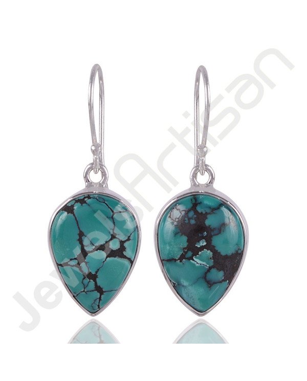 Tibetan Turquoise Earrings 925 Sterling Silver Earrings Handmade Earrings