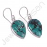 Tibetan Turquoise Earrings 925 Sterling Silver Earrings Handmade Earrings
