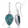 Tibetan Turquoise Earrings 925 Sterling Silver Earrings Handmade Earrings