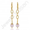 Rose Quartz and 18K Gold Plated Sterling Silver Dangle Earring.